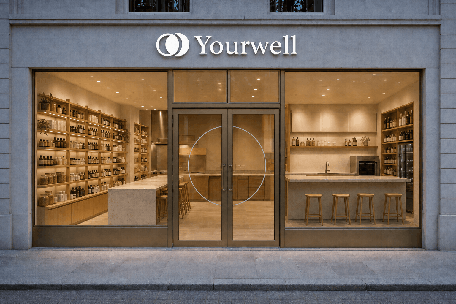 The Yourwell concept store street front with its health food counter